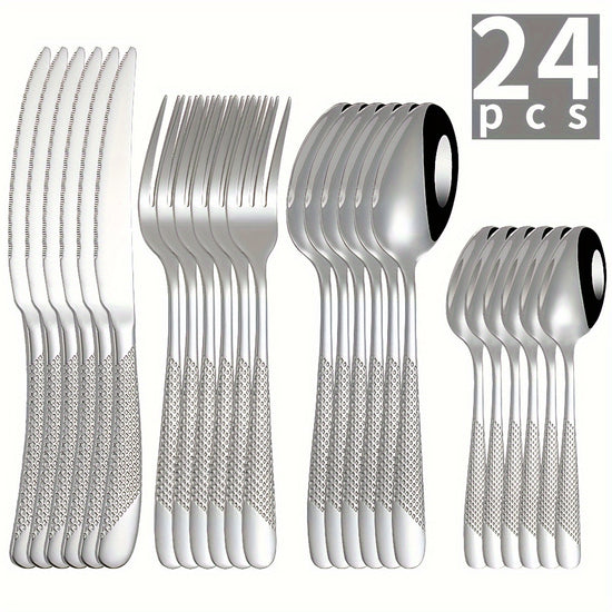 24Piece Stainless Steel Cutlery Set Ideal for Hotels  Restaurants